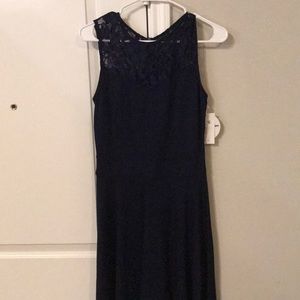 Heloise A-line sleeveless lace detail dress